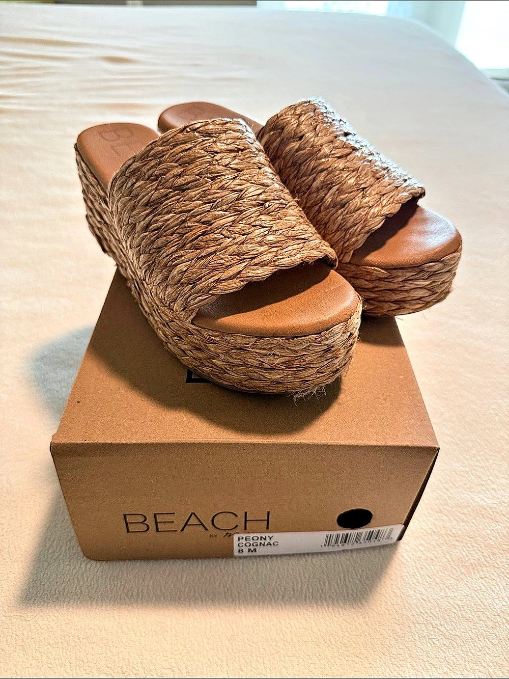 BEACH Peony Espadrille Brown Espadrille Wedge Sandals Like New